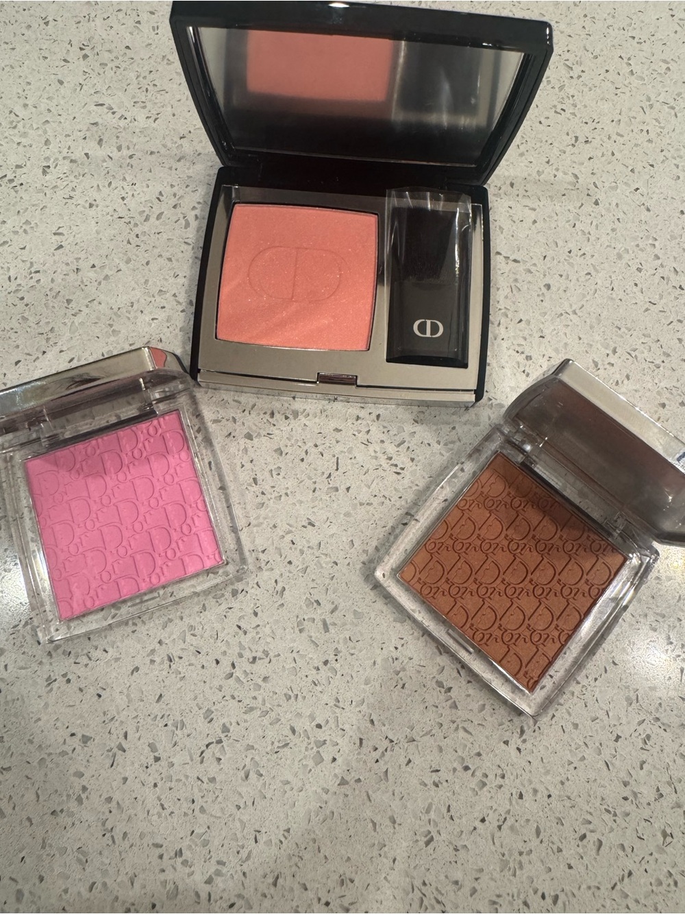 Unboxed 3 Dior Blush Compacts in Coral Orange & Soft Pink - Picture 2 of 11
